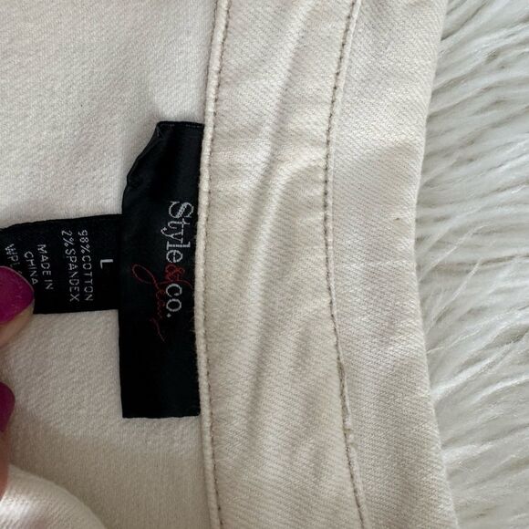 Style & Co. Cream Button-Front Jacket - Picture 5 of 9